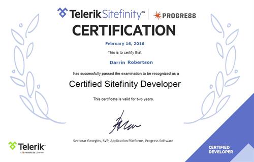 Sitefinity Certification Pass